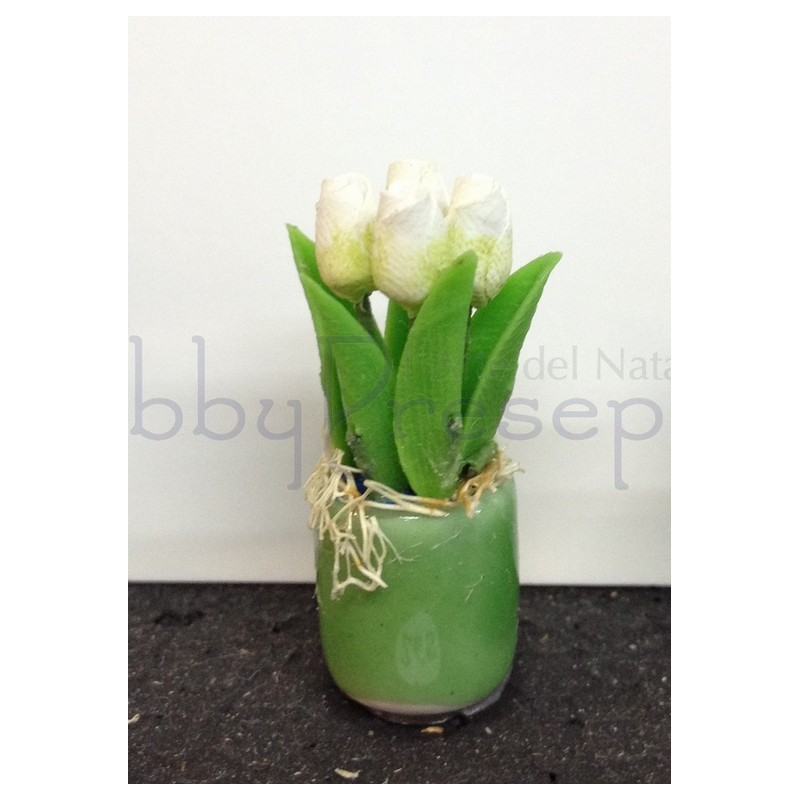 Vaso con tulipani bianchi - altezza cm 2,5
